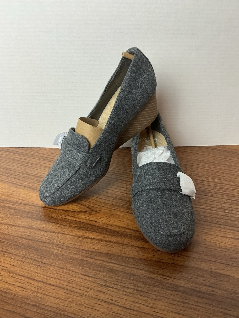 Dr. Scholl's Brooke Women’s Wedge Loafers 7.5 Charcoal Gray Office Grandmacore